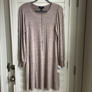 AB Studio Rose/Taupe L/S Sweater Dress with pockets NWT